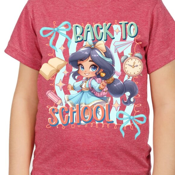 Princess Jasmine Chibi Back to shool graphic T-shirt for kids - Picture 4 of 5